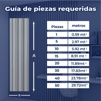 Panel Lambrin para Pared WPC Interior Gris 16.5X290X2.2 CM