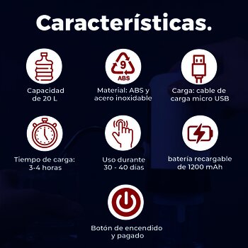 Dispensador de Agua Garrafón Blanco Recargable