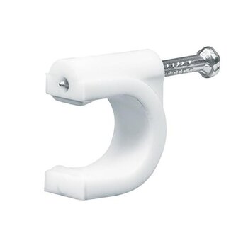 Grapa Curva Cable Coaxial Volteck 20 pz Blanca