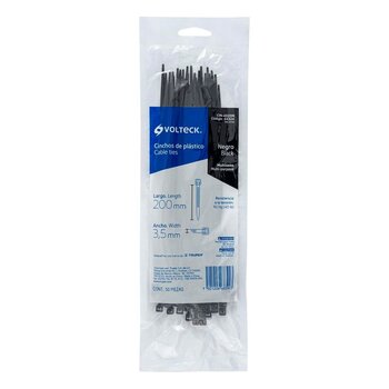 Cincho Plástico Volteck Negro 20 cm Tensión 18.14 kg