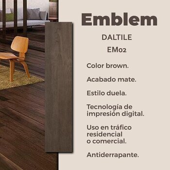 Piso Emblem Brown Daltile 20 x 90 cm