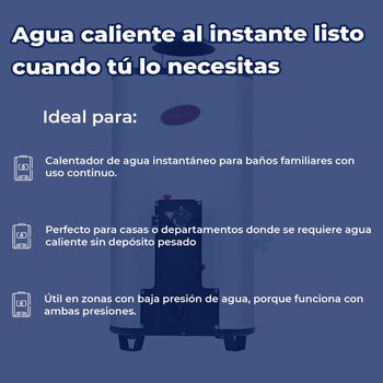 Calentador de Paso Iusa Enerhit Rápida Recuperación Gas LP 9 L