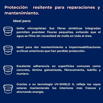 Impermeabilizante Acrílico Fibratado Blanco Impac 7000 3.8 L