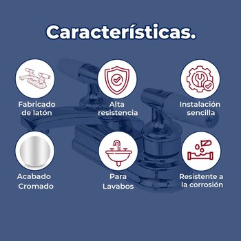 Llave Mezcladora para Lavabo 4” cierre 90° Rugo Maneral Piruli