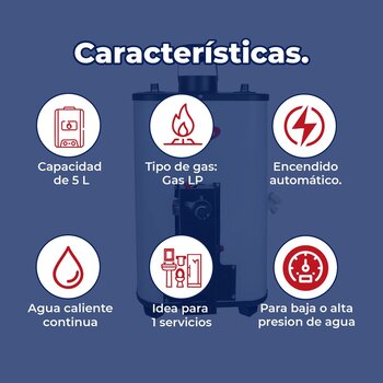 Calentador paso 5 L Iusa Enerhit Rápida Recuperación Gas LP