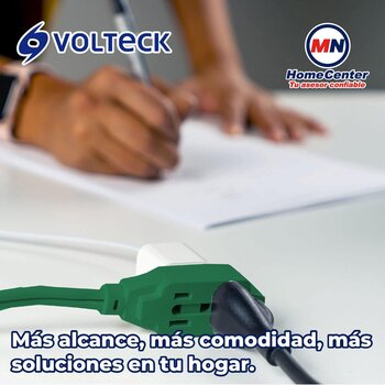 Extensión Eléctrica Domestica Volteck 4 M Clavija Plana Verde