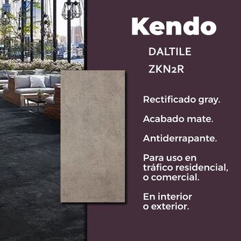 Piso Kendo Gray Daltile 45 x 90 cm Rectificado