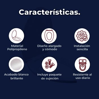 Asiento Para Sanitario Cierre lento Alargado Tapa Helvex AT-1