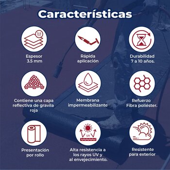 Imper prefabricado APP Sikashield 3.5mm F PL gravilla roja