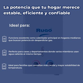 Calentador Paso 12 L Rugo Gas LP Incluye Kit de Instalación