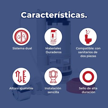 Válvula de Descarga Sanitario WC Dual Dos Pzas 2 Pulgadas
