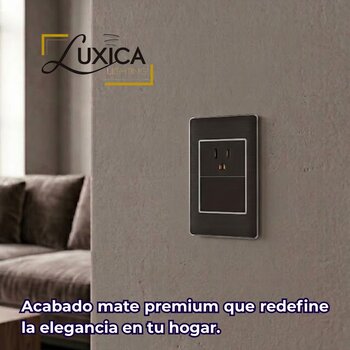 Placa Con 1 Apagador Sencillo y 1 Contacto Color Negro Luxica