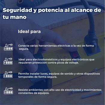 Multicontacto Extensión Uso Industrial Volteck 6 entradas