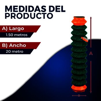 Malla Ciclónica Forrada DeAcero 1.50 x 20 M Calibre 12.5