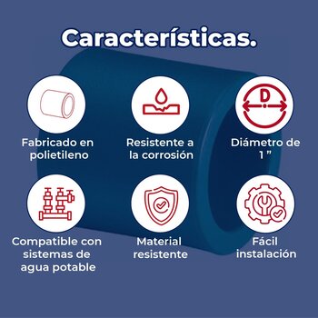 Cople Tuboplus 1” Rotoplas para Instalaciones Hidráulicas