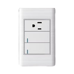 Placa Con 2 Apagadores Sencillo y 1 Contacto Color Blanco Luxica