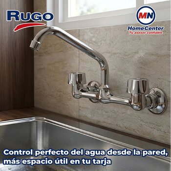 Llave Mezcladora 8" a la Pared Para Fregadero Sin Cubierta Rugo
