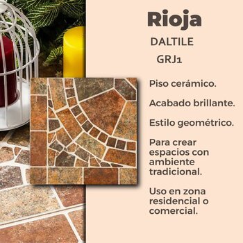 Piso Cerámico Geométrico Rioja Multicolor Daltile 45x45 cm GRJ1