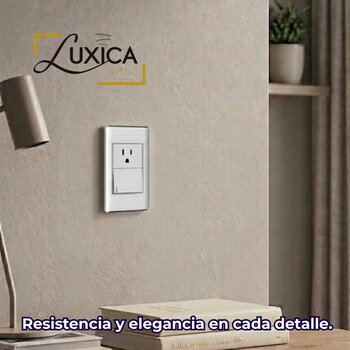 Placa Con 1 Apagador Sencillo y 1 Contacto Color Blanco Luxica