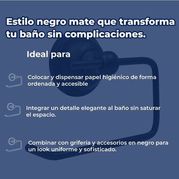 Porta Papel de Rollo Higiénico Acabado Negro Rugo PR80N