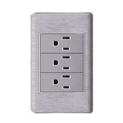 Placa de 3 Contactos Color Plata Luxica
