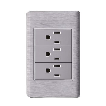 Placa de 3 Contactos Color Plata Luxica