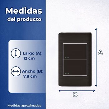 Placa Con 2 Apagadores Sencillos Color Negro Luxica