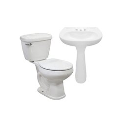 Paquete sanitario agua azul con pedestal color blanco Cato