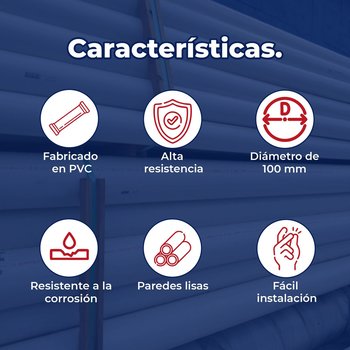 Tubo Sanitario PVC Norma 100 mm (4 pulg.) x 6 m