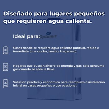 Calentador Paso Optimus 5 L 1 servicio Gas LP