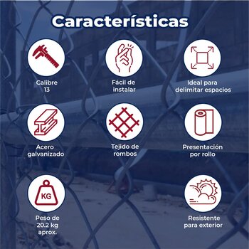 Malla Ciclónica Galvanizada DeAcero 1.00 x 20 M Calibre 13