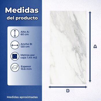 Piso Aurora blanco brillante Daltile 60x120 cm rectificado ZA62