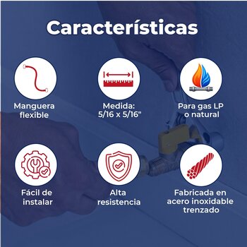 Manguera Conector Flexible Para Gas 5/16 x 5/16 x 2 m Coflex