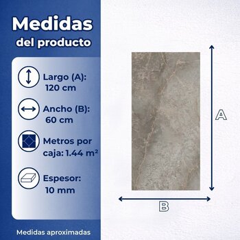 Piso Tipo Mármol Fiorentino plata Cesantoni 60x120 cm