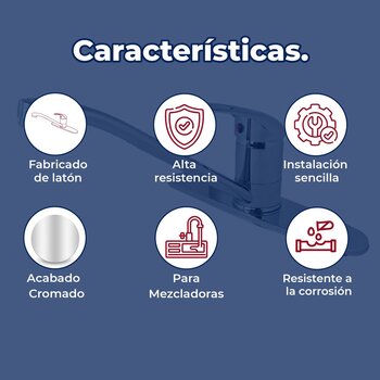 Llave Mezcladora Monomando Para Fregadero 8" Con Cubierta Rugo