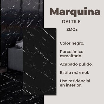 Piso Marquina Negro Daltile Rectificado 80x160 cm ZMQ1
