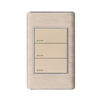 Placa Con 3 Apagadores Sencillos Color Dorado Luxica
