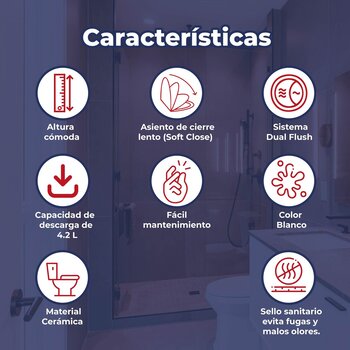 Sanitario WC one pice blanco alargado dual flush 4.2 L Foncer