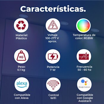 Luminario led empotrado smart 3 pulgadas 3 W con wifi
