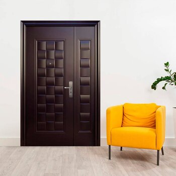 Puerta Izq con Fijo Serie 3 Alta Seguridad 130X213 MTS CHOCOLATE