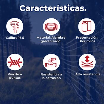 Alambre Púas Corcel III 4 Puntas Calibre 16.5