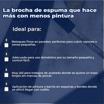Brocha de Espuma Poliuretano BYP Mayor Precisión 1" Pulgada