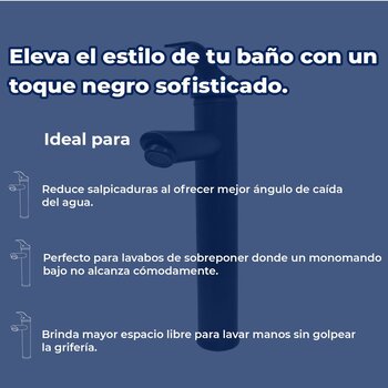 Llave Monomando Para Lavabo Alto Rugo Negro Sin Cubierta