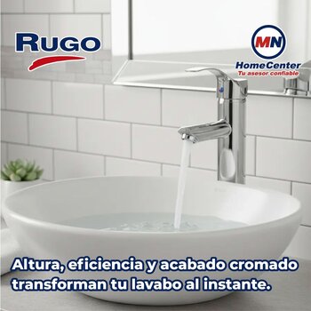 Llave Monomando Para Lavabo 4" Alto Sin Desagüe Rugo 23MTL