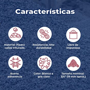 Grava Triturada 3/4 Caliza .025 m3 (saco)