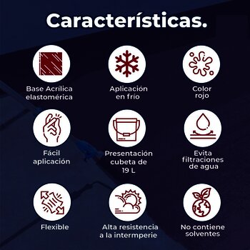 Impermeabilizante Acrílico Thermotek Fibratado Rojo 5 A 19 l