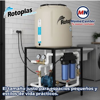 Tinaco Rotoplas Plus Beige 450 L C/Herrajes S/Filtro 98X87