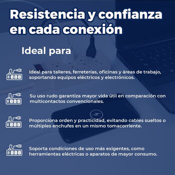 Multicontacto Barra 8 Entradas Volteck Uso Rudo
