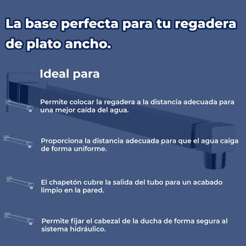 Brazo y chapetón recto cuadrado para regadera Helvex TR-036