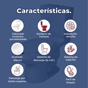 Sanitario WC Alargado Blanco Helvex 4.8 L Bolmen 16